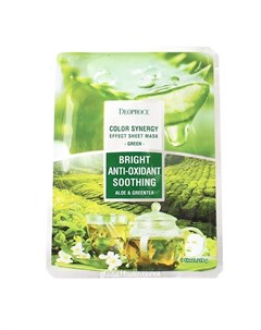 Маска тканевая экстракт алоэ и зеленый чай Color Synergy Effect Sheet Mask Green 20 гр Deoproce