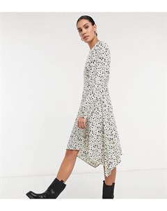Бежевое платье мини с каскадным подолом в крапинку Vero moda tall