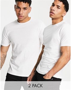 Набор из 2 белых футболок облегающего кроя Another influence