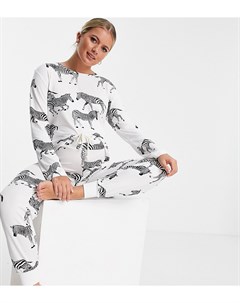 Пижамный комплект из лонгслива и брюк с принтом зебр кремового и черного цветов Maternity Chelsea peers