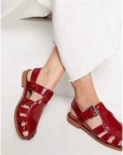Красные плетеные туфли на плоской подошве Monika Asos design