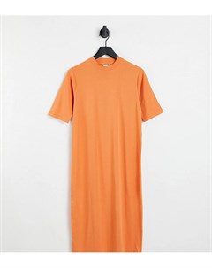 Трикотажное платье миди для будущих мам из органического хлопка персикового цвета с высокой горловин Mamalicious
