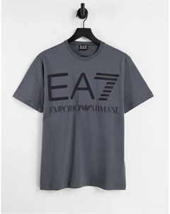 Серя футболка с крупным логотипом Armani Train Ea7