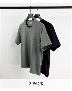 Набор из 2 футболок черного и серого цветов с логотипом Emporio armani bodywear