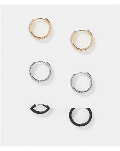Серьги кольца 12 мм черные серебристые золотистые Asos design