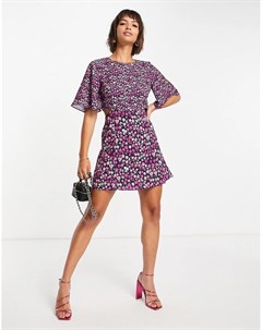 Фиолетовое платье мини с вырезом Bethany Verona French connection