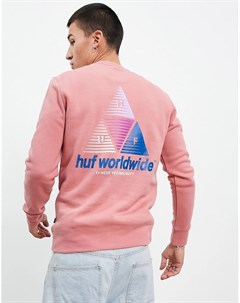 Розовый свитшот с принтом в виде призмы на спине Huf