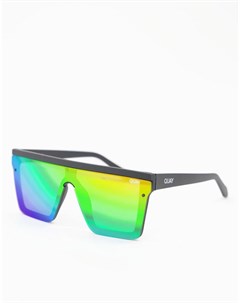 Солнцезащитные очки в стиле унисекс в матовой черной оправе с плоским верхом и радужными поляризован Quay australia