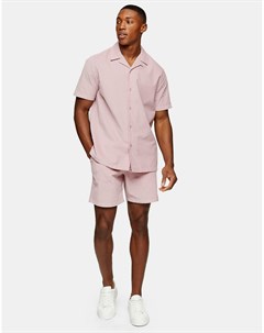 Вельветовые шорты скинни пыльно розового цвета Topman
