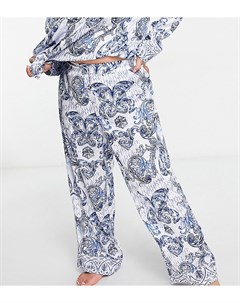 Атласные пижамные брюки синего цвета с принтом пейсли от комплекта River island plus