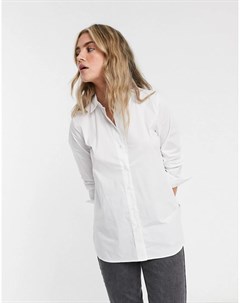 Белая рубашка из смесового органического хлопка с молнией сбоку Femme Selected