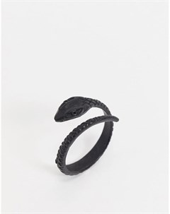 Матовое черное кольцо в виде змеи оборачивающейся вокруг пальца Asos design
