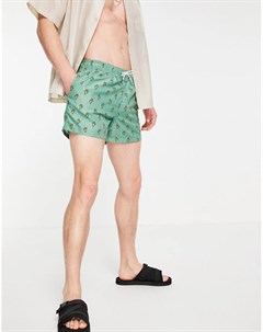 Зеленые шорты для плавания с принтом в виде кактусов New look