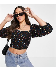 Присборенная блузка с разноцветным пятнистым принтом Tall Topshop