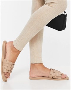 Бежевые кожаные сандалии с плетеным верхом Na-kd