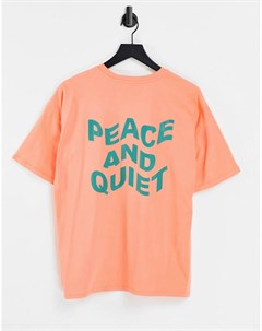 Коралловая футболка в стиле oversized с графическим принтом Peace and Quiet Asos design