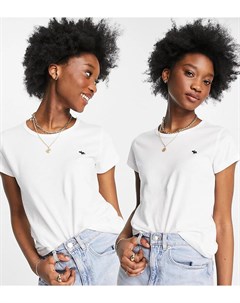 Набор из 2 футболок белого цвета с короткими рукавами круглым вырезом и логотипом Abercrombie & fitch