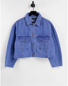 Синяя джинсовая куртка со складками на спине в стиле 90 х Missguided