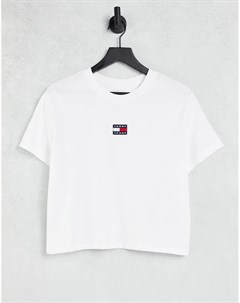 Белая футболка с логотипом в виде флага Tommy jeans