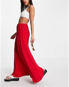 Пляжные трикотажные брюки палаццо красного цвета Asos design