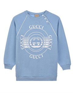 Голубой свитшот c круглым принтом GG Gucci