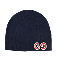 Синяя шапка с вышитым логотипом Gucci