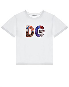 Белая футболка с цветочным логотипом Dolce&gabbana