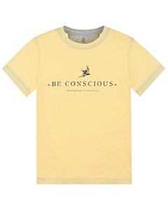 Желтая футболка с принтом be conscious Brunello cucinelli