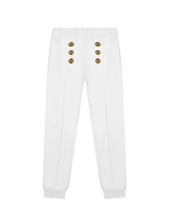 Белые брюки с золотистыми пуговицами Balmain