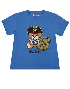 Голубая футболка с принтом мишка пират Moschino