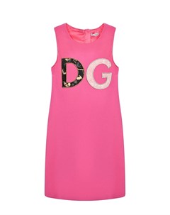 Розовое платье с логотипом Dolce&gabbana