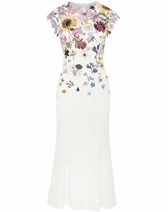 Платье миди с цветочной вышивкой Oscar de la renta