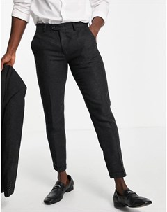 Серые брюки из шерстяной ткани с рисунком в елочку Premium Jack & jones