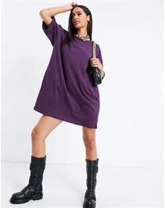 Платье футболка в стиле oversized темно фиолетового цвета Asos design