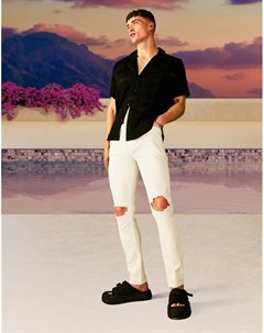 Белые джинсы скинни с рваными коленями Asos design