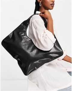 Черная трапециевидная сумка шопер в стиле oversized Na-kd