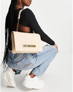 Бежевая сумка через плечо с логотипом Love moschino