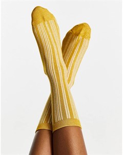 Желтые носки в полоску Femme Selected