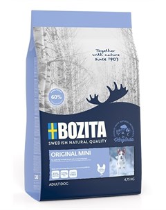 Корм для взрослых собак мелких пород с нормальным уровнем активности 4 75 кг Bozita