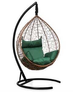 Подвесное кресло кокон sevilla горячий шоколад с зеленой подушкой коричневый 110x195x110 см L'aura