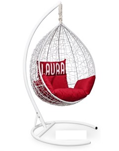 Подвесное кресло sevilla velour белое с красной подушкой белый 110x195x110 см L'aura