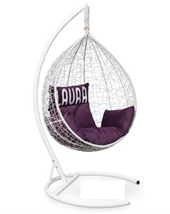 Подвесное кресло sevilla velour белое с фиолетовой подушкой белый 110x195x110 см L'aura