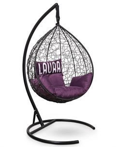 Подвесное кресло sevilla velour черное с фиолетовой подушкой черный 110x195x110 см L'aura