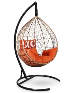Подвесное кресло sevilla velour горячий шоколад с оранжевой подушкой коричневый 110x195x110 см L'aura