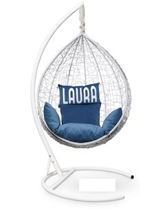 Подвесное кресло sevilla velour белое с синей подушкой белый 110x195x110 см L'aura