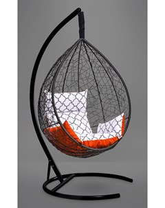 Подвесное кресло кокон sevilla elegant черное с оранжевой белой подушкой черный 110x195x110 см L'aura