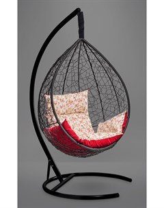 Подвесное кресло кокон sevilla elegant черное с красной розовой подушкой черный 110x195x110 см L'aura