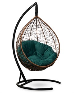 Подвесное кресло кокон sevilla verde velour горячий шоколад с зеленой подушкой коричневый 110x195x11 L'aura