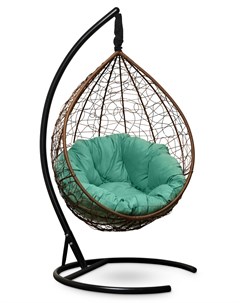 Подвесное кресло кокон sevilla verde velour горячий шоколад с бирюзовой подушкой коричневый 110x195x L'aura