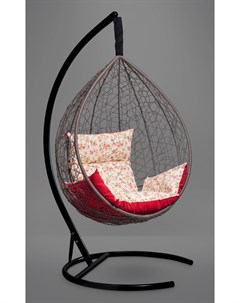 Подвесное кресло кокон sevilla elegant горячий шоколад с красной розовой подушкой коричневый 110x195 L'aura
